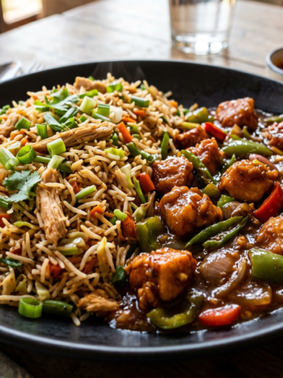 Chicken Hakka Rice With Chilli Chicken Gravy