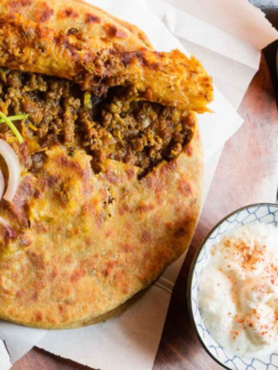 Mutton Keema Paratha(2) with Gravy