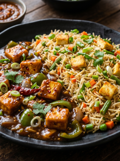 Veg Paneer Rice With Chili Paneer Gravy